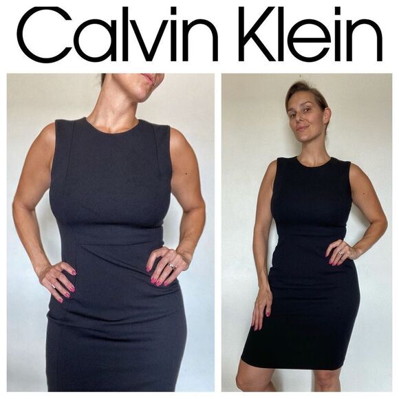 Calvin Klein Dress Black 6 Classic Chic Minimalist Sophisticated Office - Picture 1 of 9